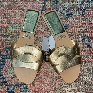 NWT Zara gold sandals - size 38 (but will fit a 7 or 7.5)